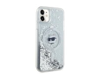 Capa MagSafe Karl Lagerfeld Liquid Glitter Choupette Head para iPhone 11 / Xr - Transparente