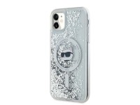 Capa MagSafe Karl Lagerfeld Liquid Glitter Choupette Head para iPhone 11 / Xr - Transparente