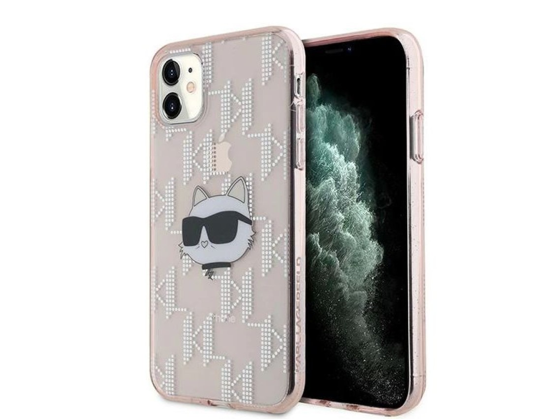 Karl Lagerfeld IML Choupette Head & Monogram case for iPhone 11 / Xr - pink