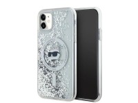 Capa MagSafe Karl Lagerfeld Liquid Glitter Choupette Head para iPhone 11 / Xr - Transparente