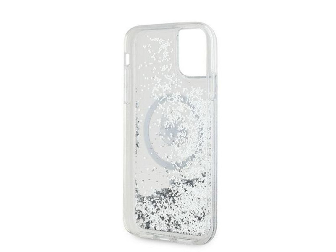 Capa MagSafe Karl Lagerfeld Liquid Glitter Choupette Head para iPhone 11 / Xr - Transparente