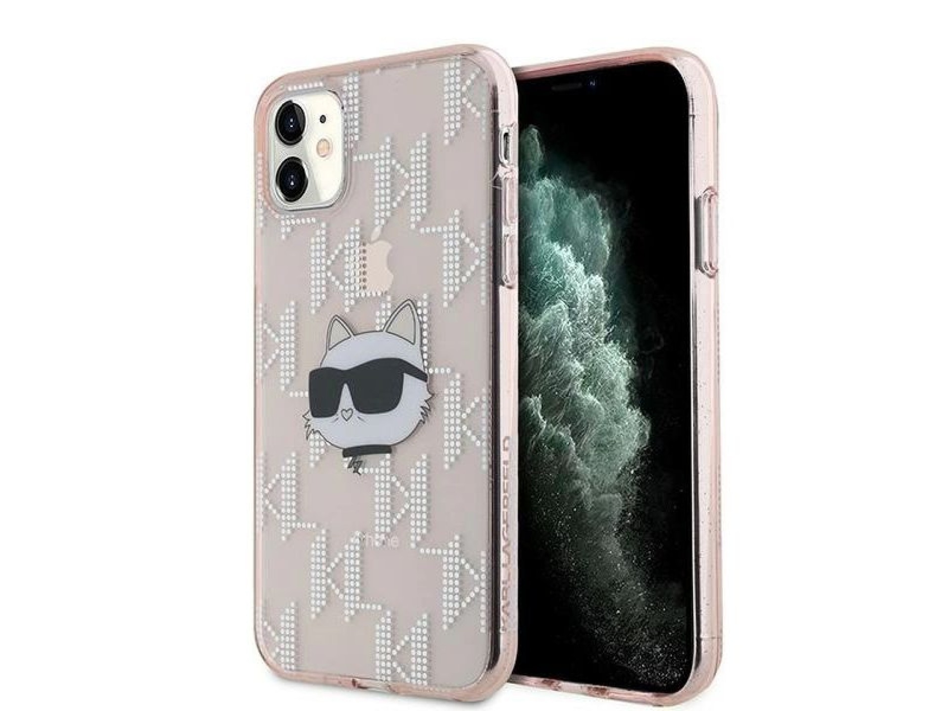 Karl Lagerfeld IML Choupette Head & Monogram case for iPhone 11 / Xr - pink