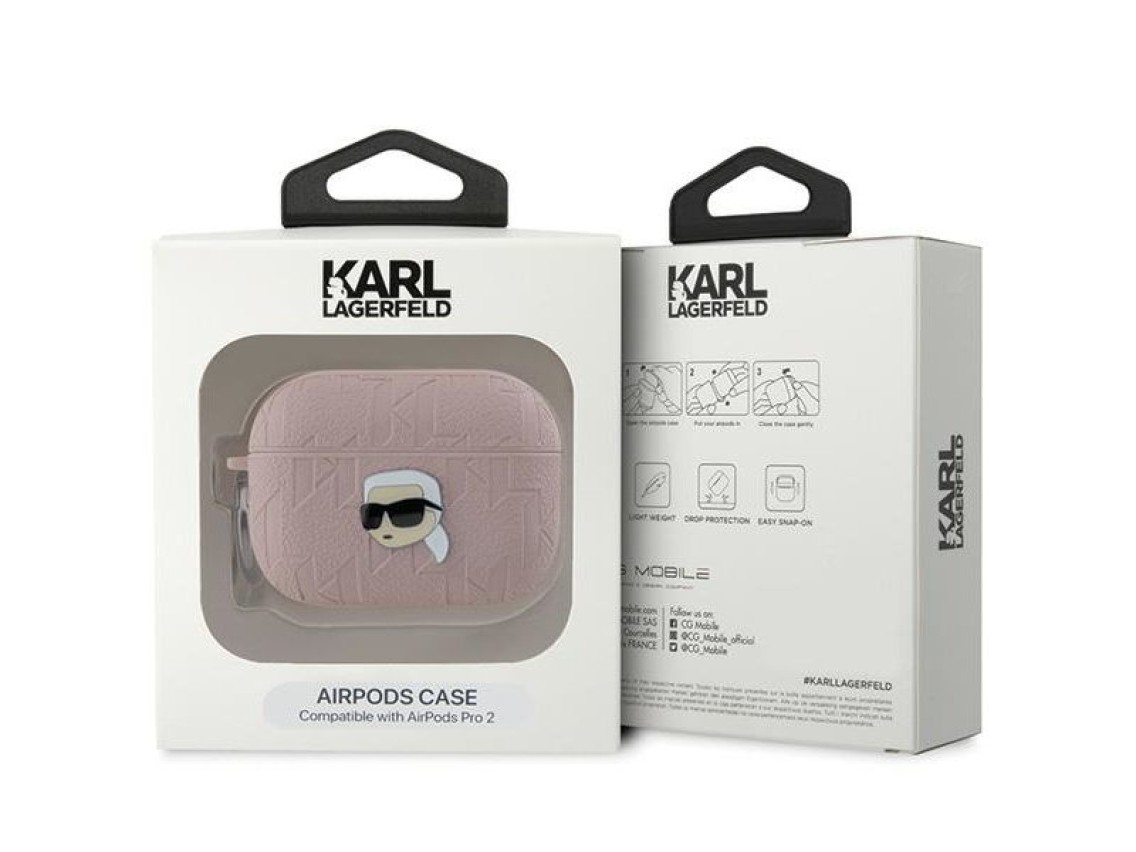 Capa Karl Lagerfeld Monogram Karl Head para AirPods Pro 2 - rosa