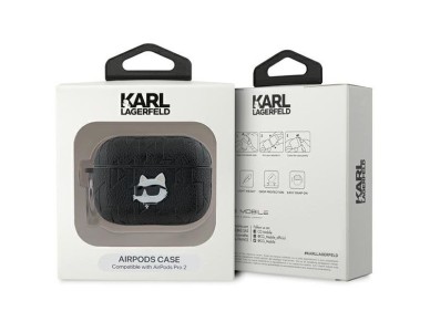 Funda Karl Lagerfeld Monogram Choupette Head para AirPods Pro 2 - negra