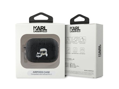 Karl Lagerfeld Monogram Karl & Choupette Head Case for AirPods Pro 2 - Black Karl Lagerfeld Monogram Karl & Choupette Head Case for AirPods Pro 2 - Black