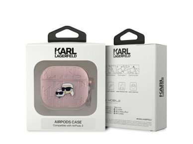 Karl Lagerfeld Monogram Karl & Choupette Head Case for AirPods 3 - Pink Karl Lagerfeld Monogram Karl & Choupette Head Case for AirPods 3 - Pink