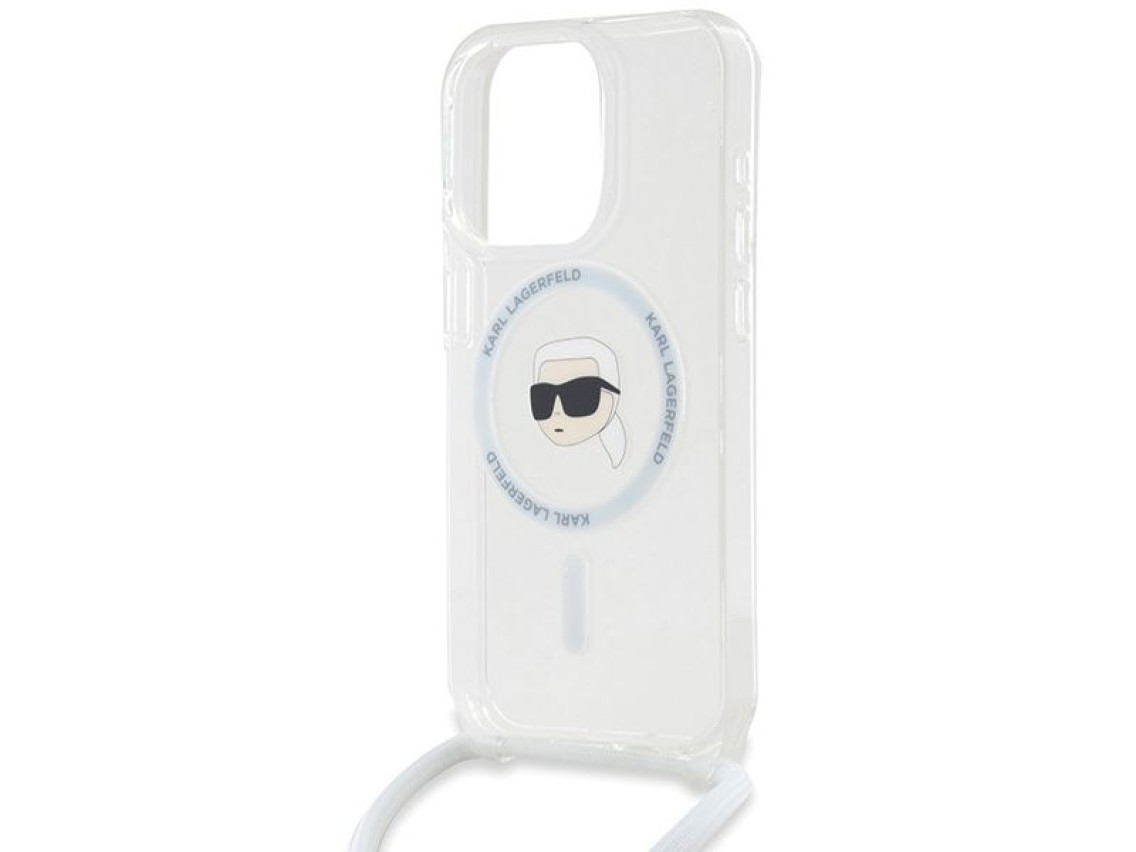 Capa Karl Lagerfeld Crossbody IML Karl Head MagSafe para iPhone 15 Pro - transparente