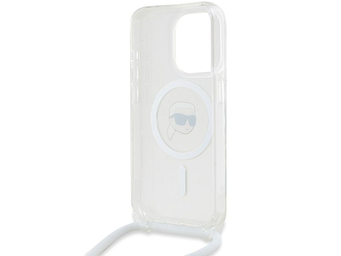 Capa Karl Lagerfeld Crossbody IML Karl Head MagSafe para iPhone 15 Pro - transparente