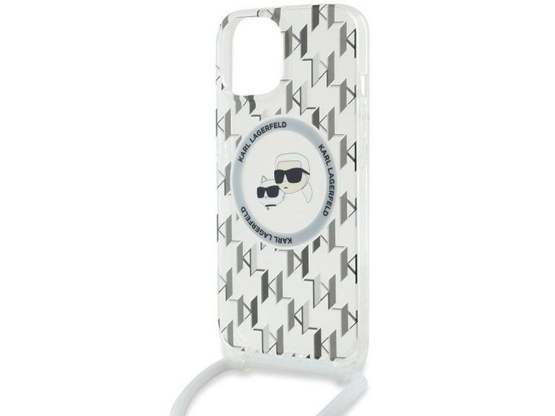 Karl Lagerfeld IML Crossbody Monogram Karl & Choupette Head MagSafe Case for iPhone 15 / 14 / 13 - T