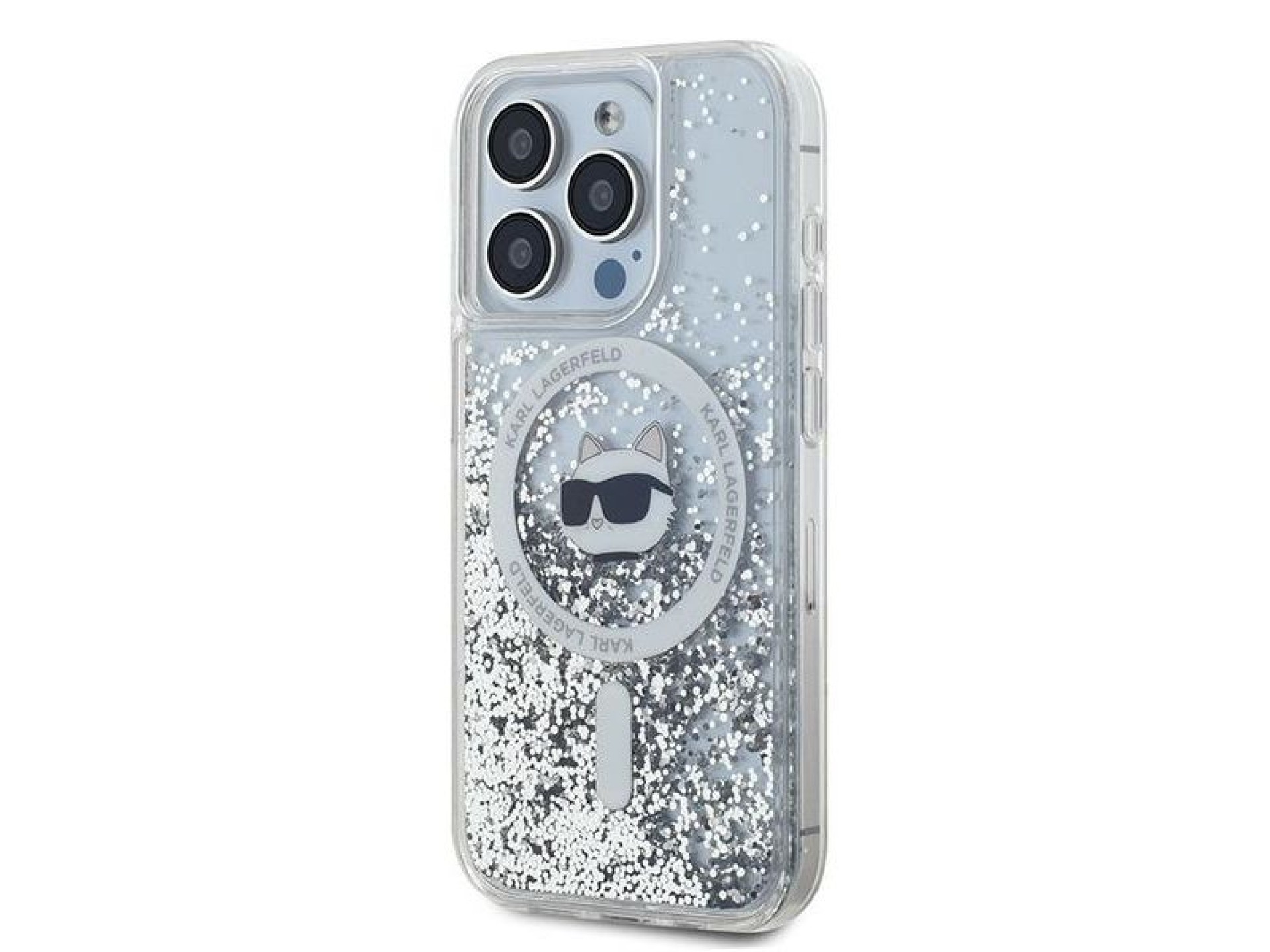 Karl Lagerfeld Liquid Glitter Choupette Head MagSafe case for iPhone 14 Pro Max - transparent