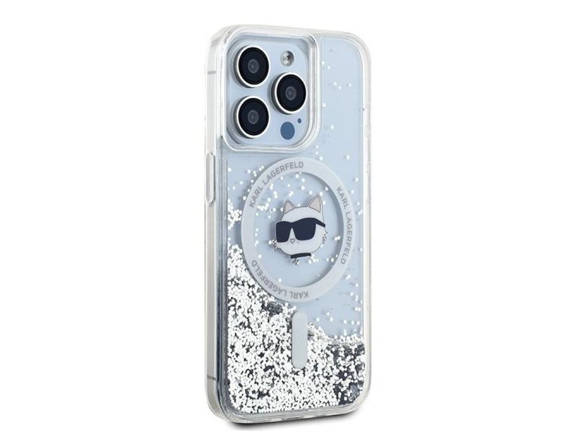 Karl Lagerfeld Liquid Glitter Choupette Head MagSafe case for iPhone 14 Pro Max - transparent