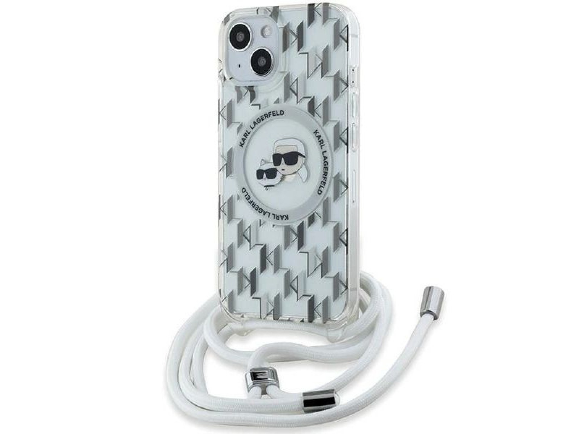 Karl Lagerfeld IML Crossbody Monogram Karl & Choupette Head MagSafe Case for iPhone 15 / 14 / 13 - T