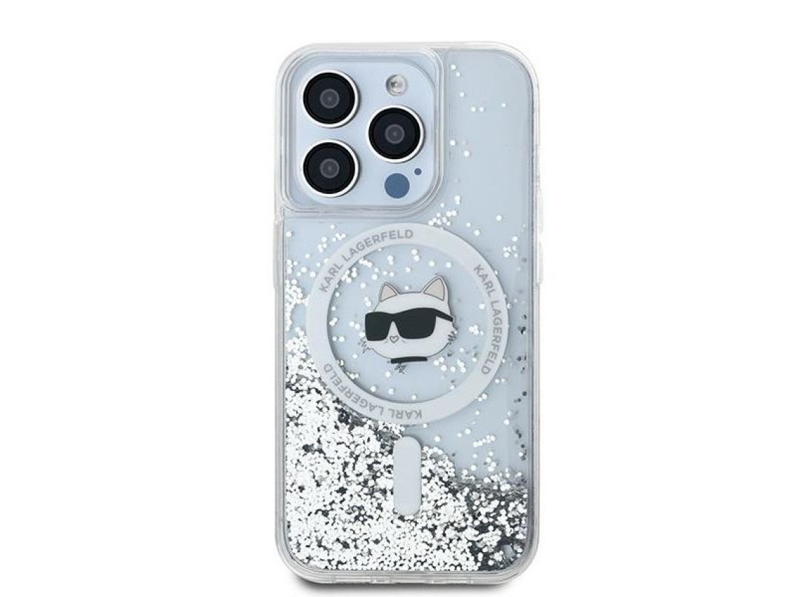 Karl Lagerfeld Liquid Glitter Choupette Head MagSafe case for iPhone 14 Pro Max - transparent