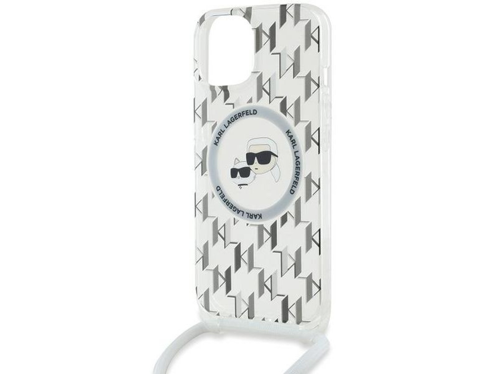 Karl Lagerfeld IML Crossbody Monogram Karl & Choupette Head MagSafe Case for iPhone 15 / 14 / 13 - T