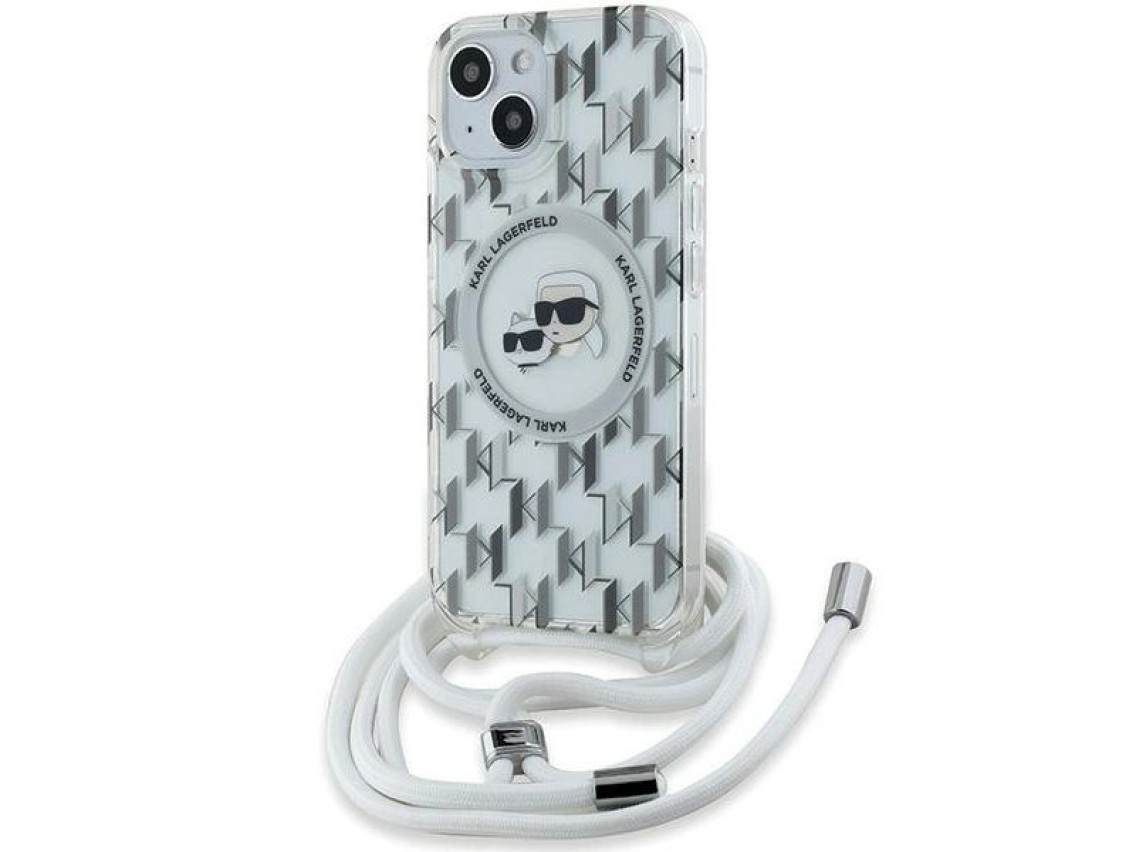 Karl Lagerfeld IML Crossbody Monogram Karl & Choupette Head MagSafe Case for iPhone 15 / 14 / 13 - T