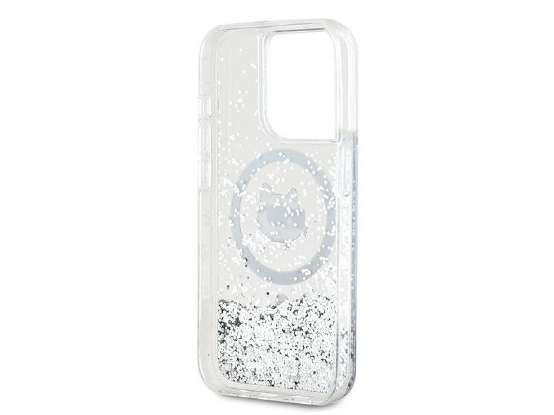 Karl Lagerfeld Liquid Glitter Choupette Head MagSafe case for iPhone 13 Pro Max - transparent