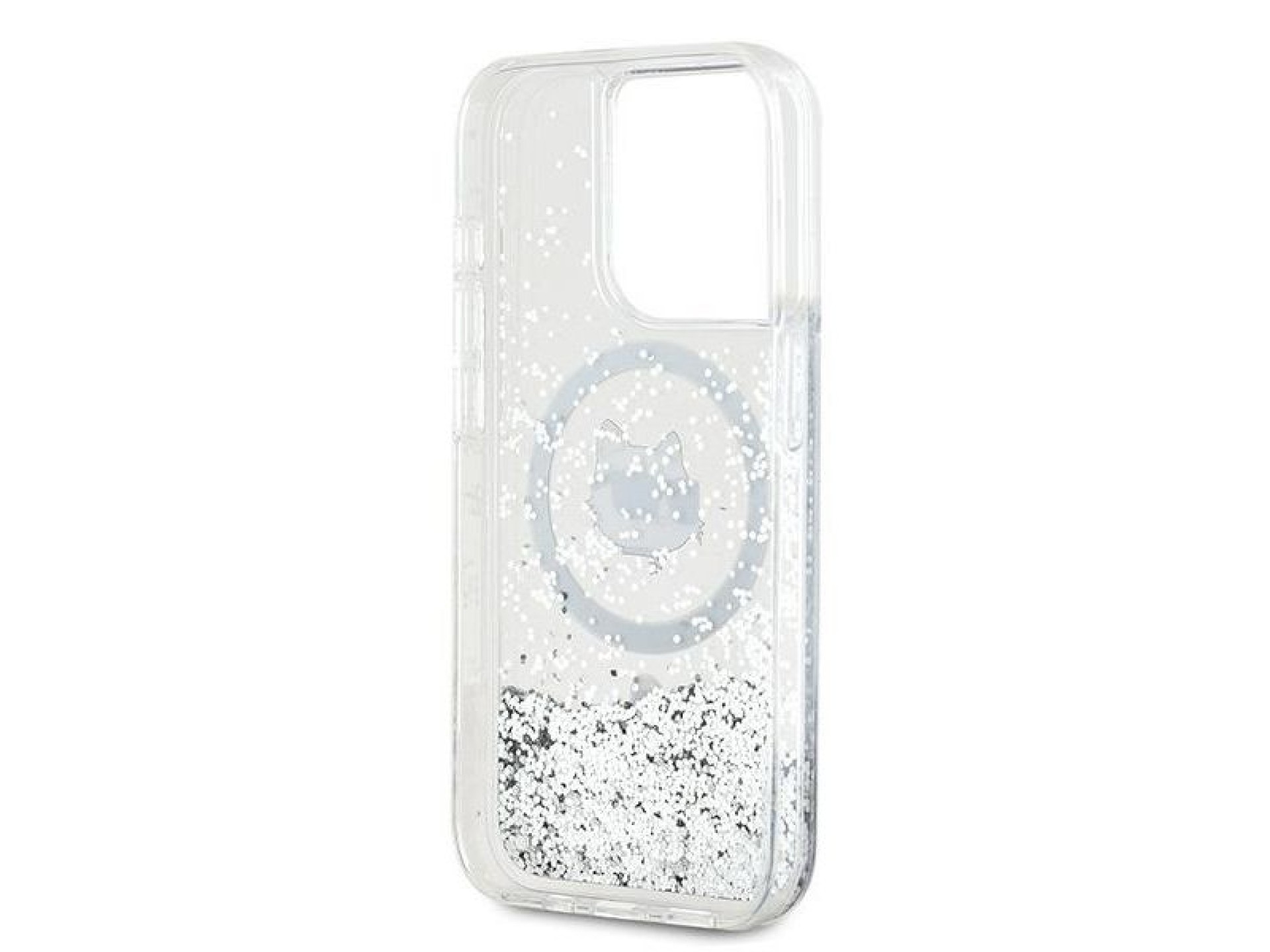 Capa MagSafe Karl Lagerfeld Liquid Glitter Choupette Head para iPhone 13 Pro / 13 - transparente