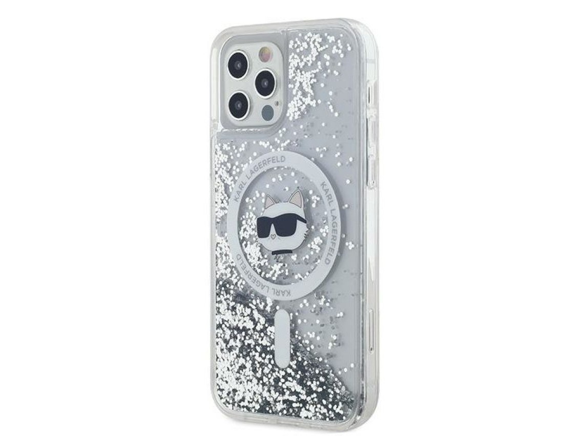 Karl Lagerfeld Liquid Glitter Choupette Head MagSafe Case for iPhone 12 / 12 Pro - Transparent