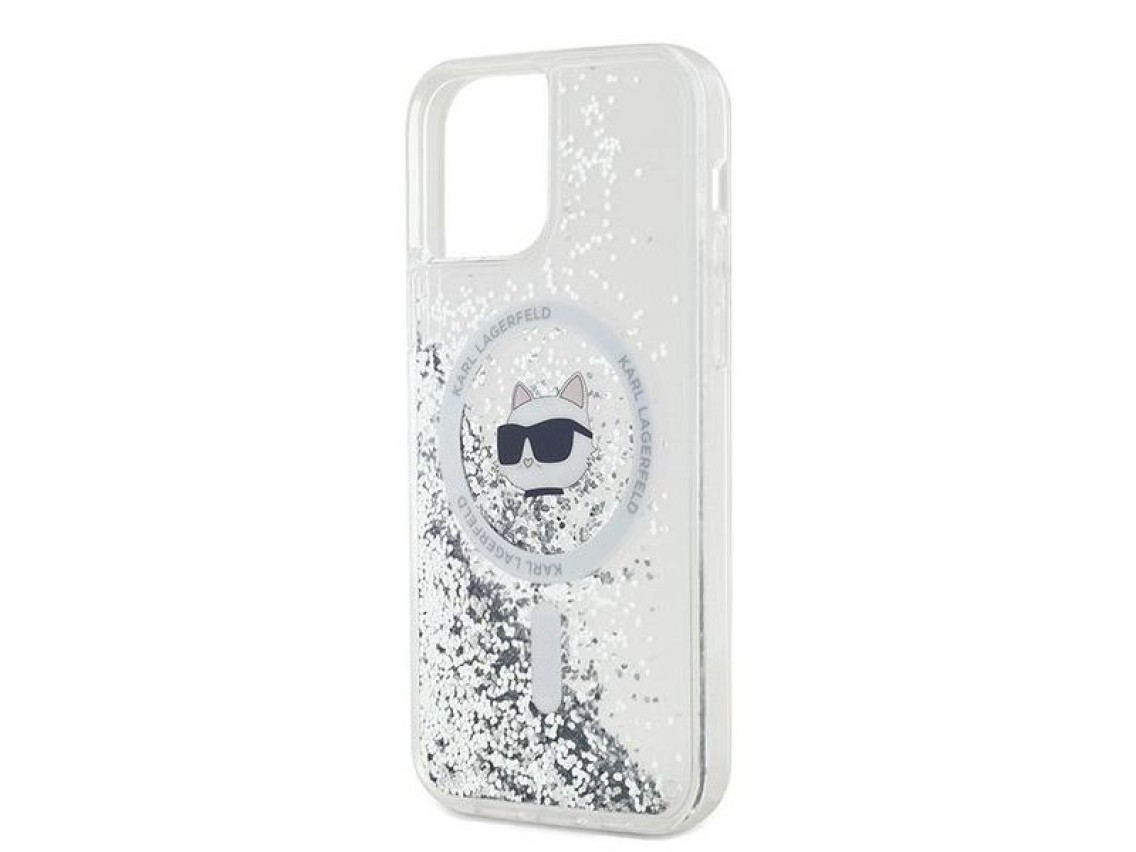 Karl Lagerfeld Liquid Glitter Choupette Head MagSafe Case for iPhone 12 / 12 Pro - Transparent