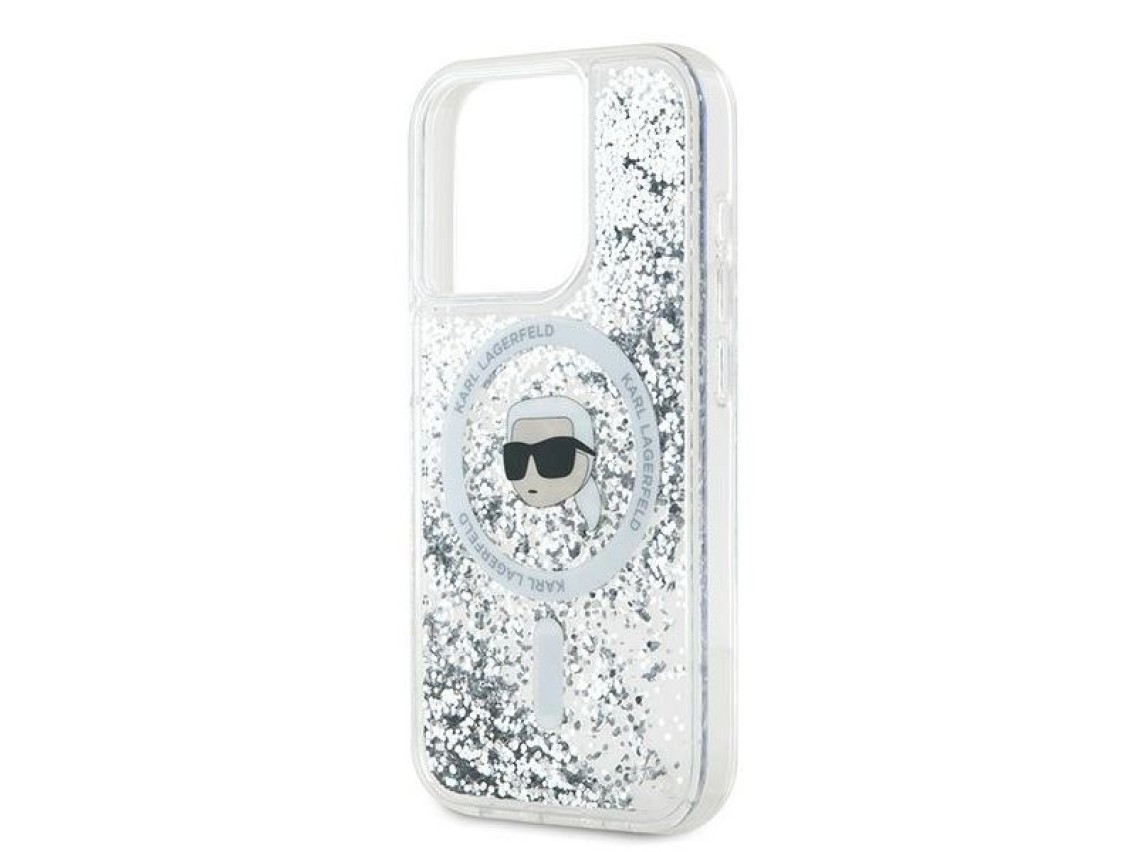 Karl Lagerfeld Liquid Glitter Karl Head MagSafe case for iPhone 15 Pro - transparent