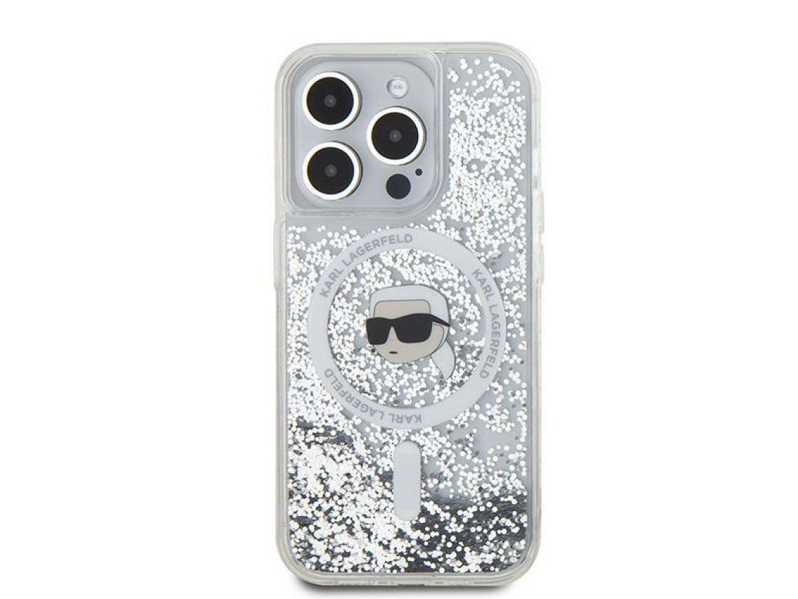 Karl Lagerfeld Liquid Glitter Karl Head MagSafe case for iPhone 15 Pro - transparent