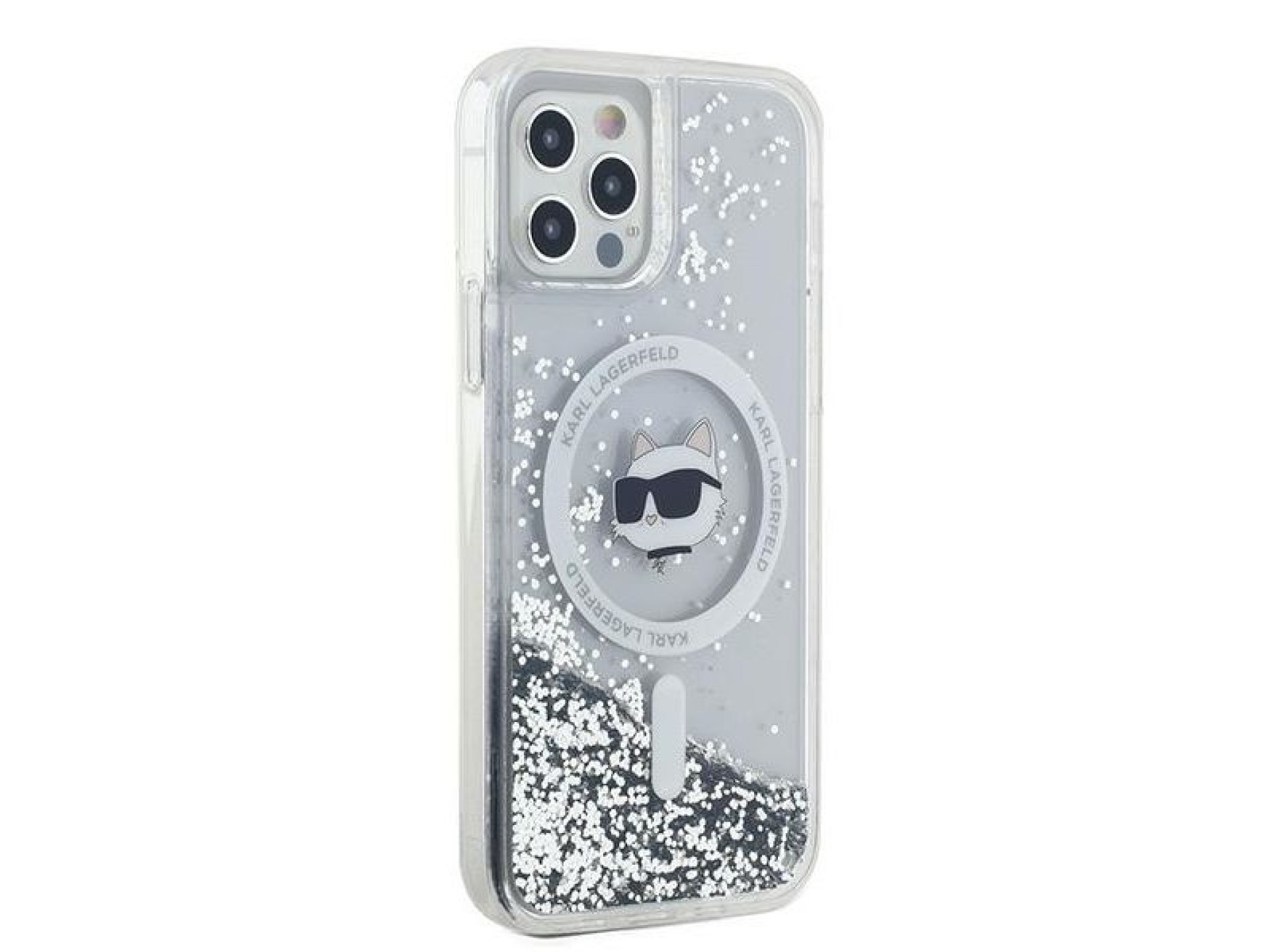 Karl Lagerfeld Liquid Glitter Choupette Head MagSafe Case for iPhone 12 / 12 Pro - Transparent