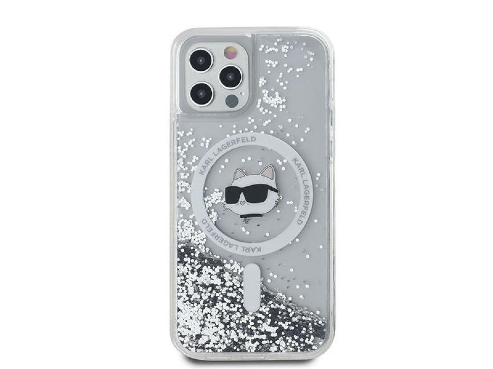 Karl Lagerfeld Liquid Glitter Choupette Head MagSafe Case for iPhone 12 / 12 Pro - Transparent