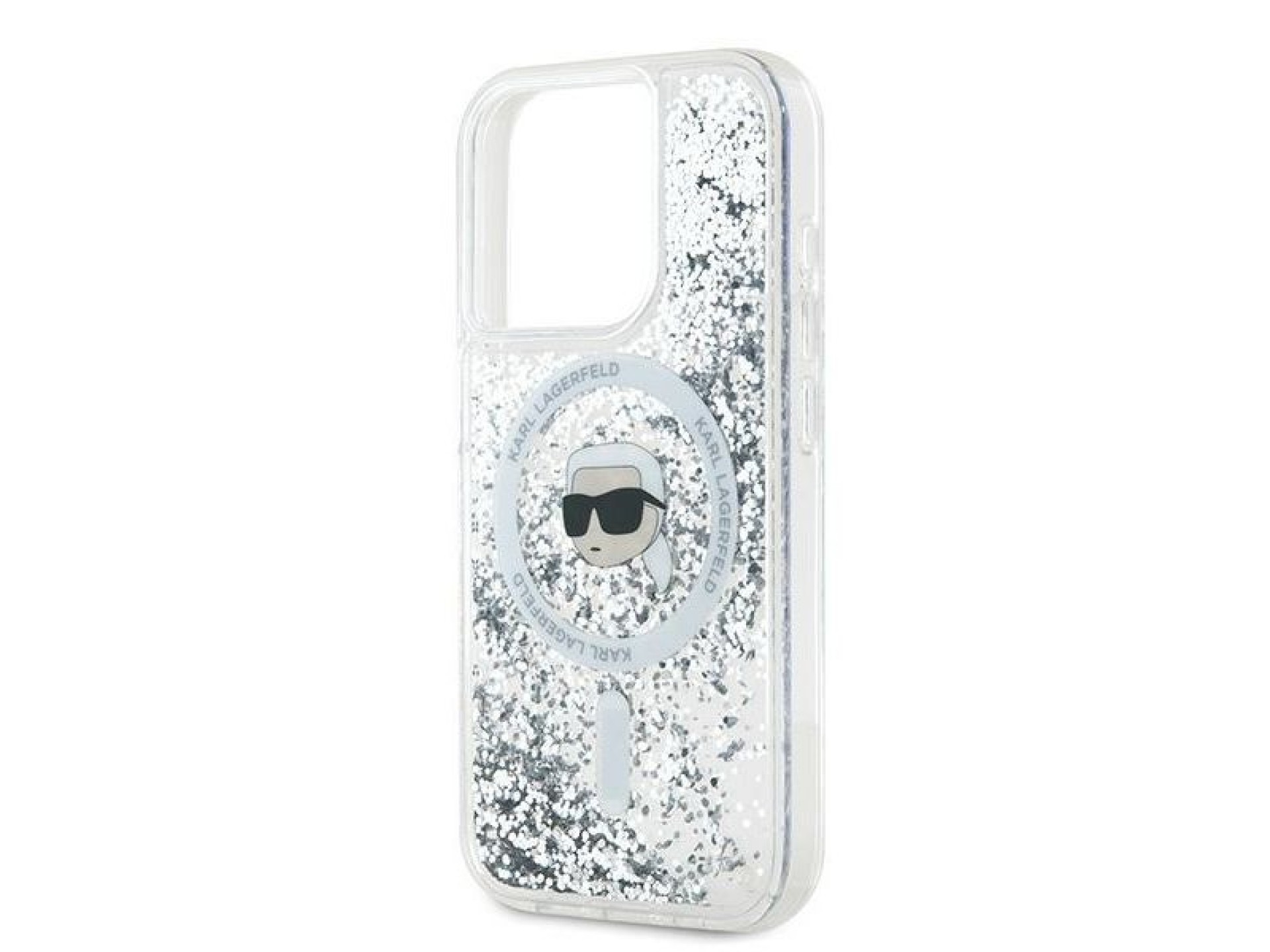 Karl Lagerfeld Liquid Glitter Karl Head MagSafe case for iPhone 15 Pro - transparent