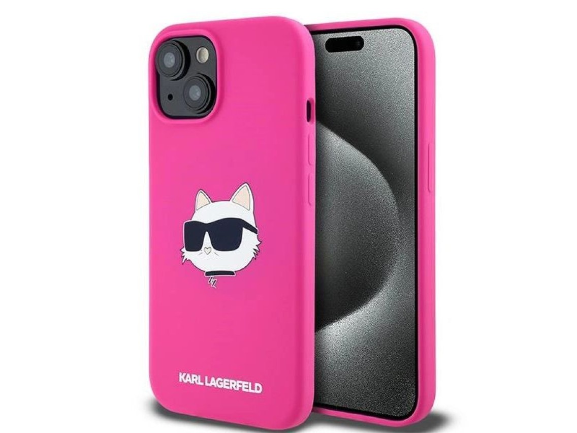 Karl Lagerfeld Silicone Choupette Head MagSafe Case for iPhone 15 Plus / 14 Plus - Pink