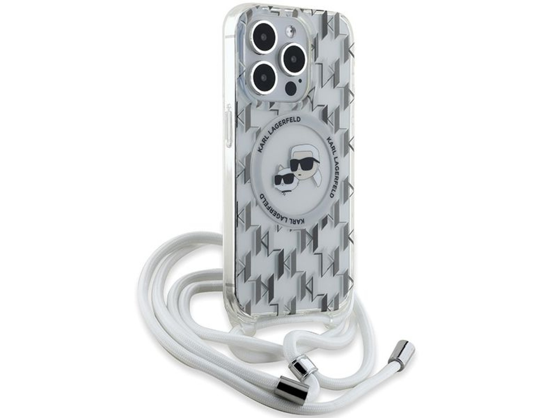 Capa MagSafe Karl Lagerfeld IML Crossbody Monogram Karl & Choupette Head para iPhone 15 Pro Max - Tr