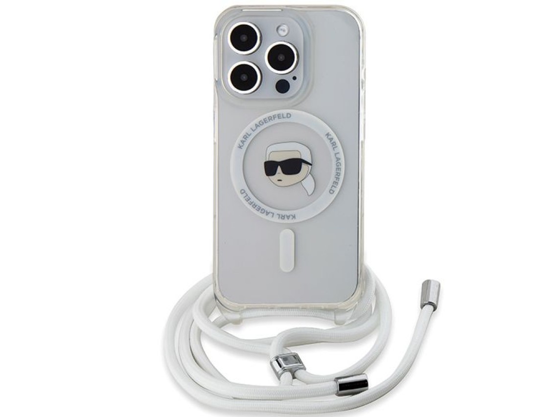 Karl Lagerfeld Crossbody IML Karl Head MagSafe case for iPhone 15 Pro Max - transparent