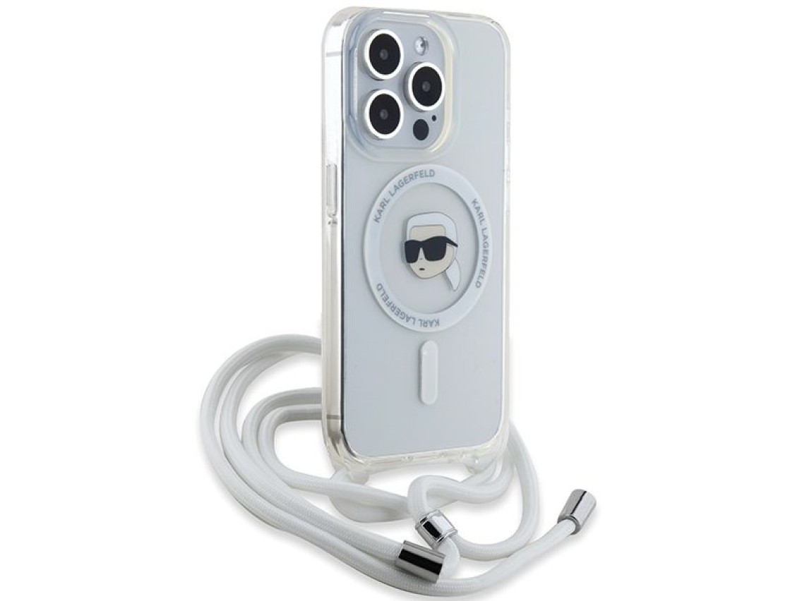 Karl Lagerfeld Crossbody IML Karl Head MagSafe case for iPhone 15 Pro Max - transparent
