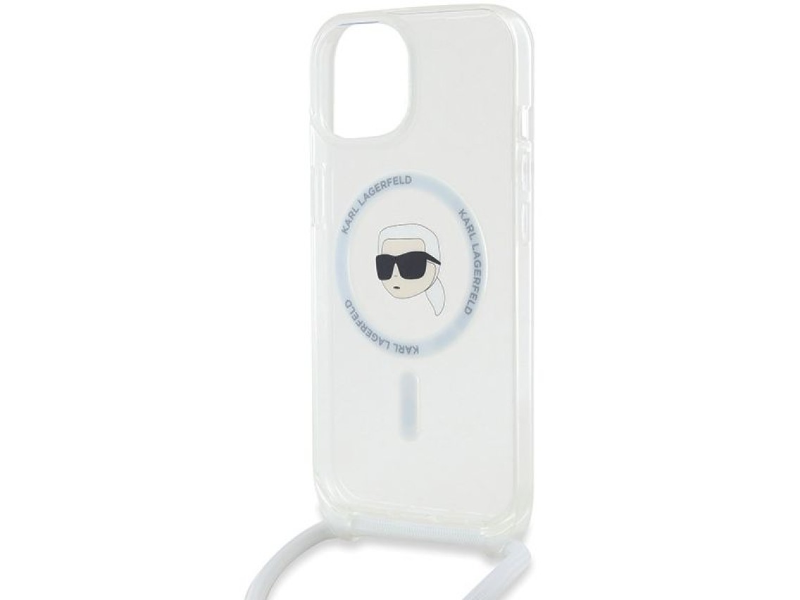 Funda bandolera Karl Lagerfeld IML Karl Head MagSafe para iPhone 15 / 14 / 13 - transparente