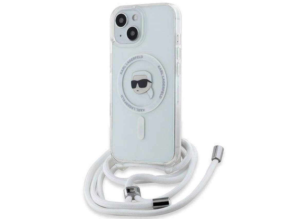 Funda bandolera Karl Lagerfeld IML Karl Head MagSafe para iPhone 15 / 14 / 13 - transparente