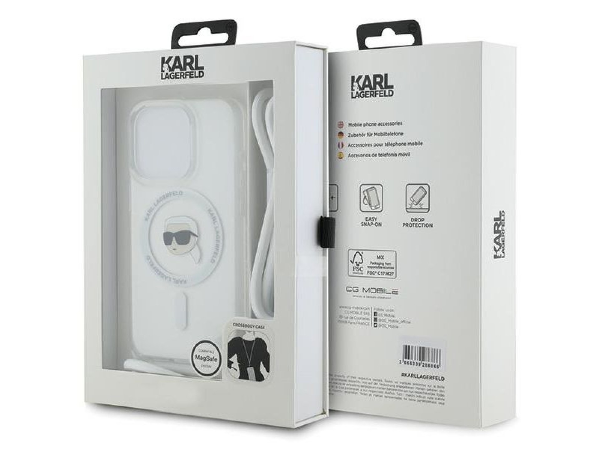 Karl Lagerfeld Crossbody IML Karl Head MagSafe case for iPhone 15 Pro Max - transparent
