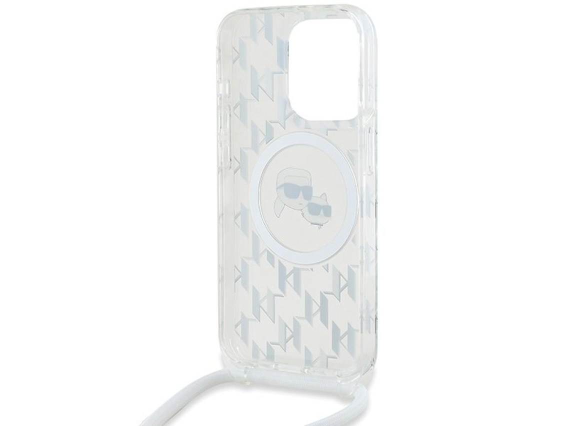 Capa MagSafe Karl Lagerfeld IML Crossbody Monogram Karl & Choupette Head para iPhone 15 Pro Max - Tr