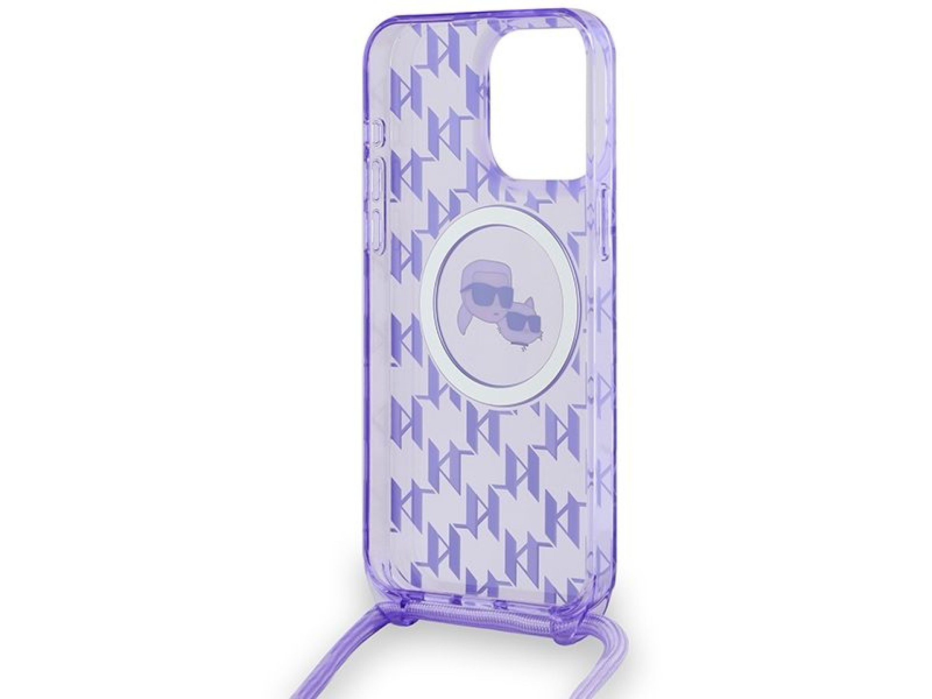 Funda bandolera Karl Lagerfeld IML Monogram Karl & Choupette Head MagSafe para iPhone 15 Pro Max - M
