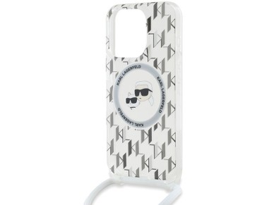 Karl Lagerfeld IML Crossbody Monogram Karl & Choupette Head MagSafe Case for iPhone 15 Pro Max - Tra Karl Lagerfeld IML Crossbody Monogram Karl & Choupette Head MagSafe Case for iPhone 15 Pro Max - Tra