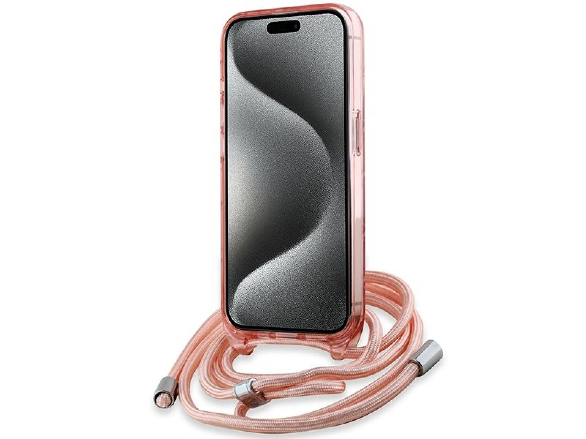 Funda bandolera Karl Lagerfeld IML Monogram Karl & Choupette Head MagSafe para iPhone 15 Pro - rosa