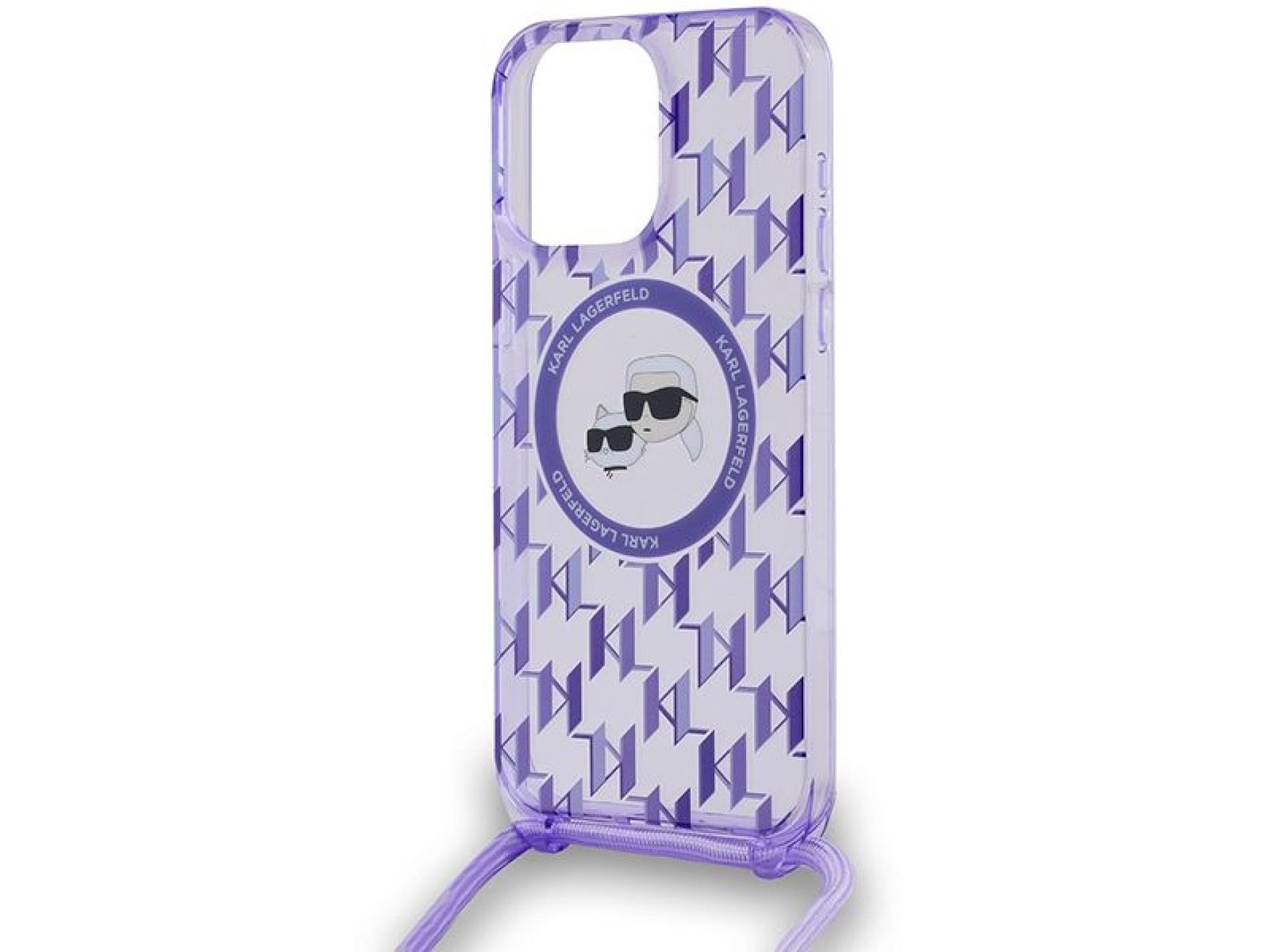 Karl Lagerfeld IML Crossbody Monogram Karl & Choupette Head MagSafe case for iPhone 15 Pro - purple