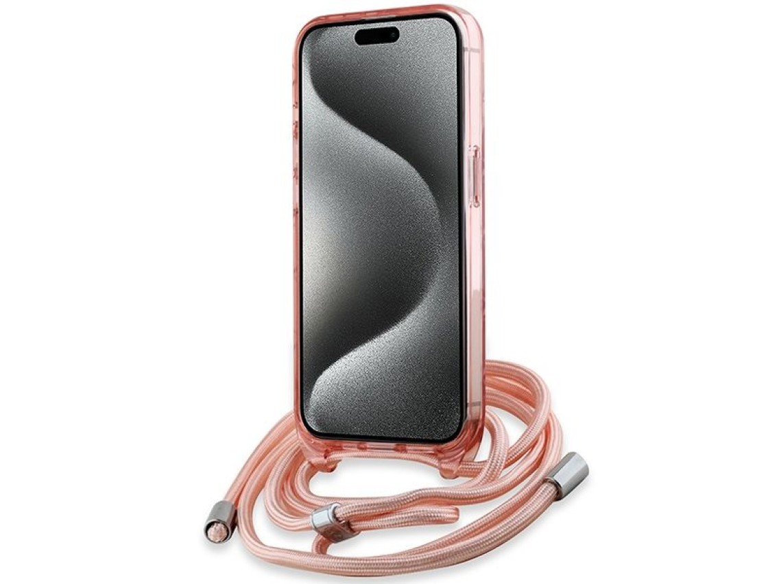 Funda bandolera Karl Lagerfeld IML Monogram Karl & Choupette Head MagSafe para iPhone 15 Pro Max - R
