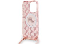 Funda bandolera Karl Lagerfeld IML Monogram Karl & Choupette Head MagSafe para iPhone 15 Pro - rosa Funda bandolera Karl Lagerfeld IML Monogram Karl & Choupette Head MagSafe para iPhone 15 Pro - rosa