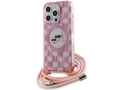 Funda bandolera Karl Lagerfeld IML Monogram Karl & Choupette Head MagSafe para iPhone 15 Pro - rosa Funda bandolera Karl Lagerfeld IML Monogram Karl & Choupette Head MagSafe para iPhone 15 Pro - rosa