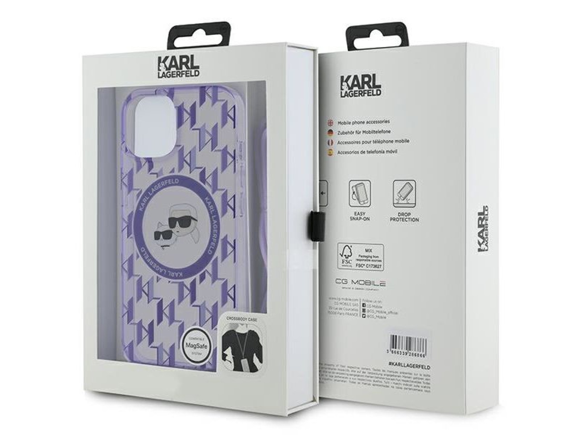 Karl Lagerfeld IML Crossbody Monogram Karl & Choupette Head MagSafe case para iPhone 15 / 14 / 13 -