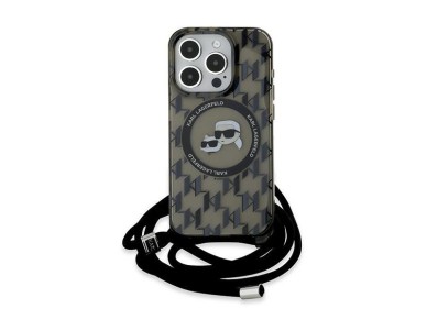 Karl Lagerfeld IML Crossbody Monogram Karl & Choupette Head MagSafe Case for iPhone 15 Pro - Black Karl Lagerfeld IML Crossbody Monogram Karl & Choupette Head MagSafe Case for iPhone 15 Pro - Black