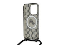 Karl Lagerfeld IML Crossbody Monogram Karl & Choupette Head MagSafe Case for iPhone 15 Pro - Black Karl Lagerfeld IML Crossbody Monogram Karl & Choupette Head MagSafe Case for iPhone 15 Pro - Black