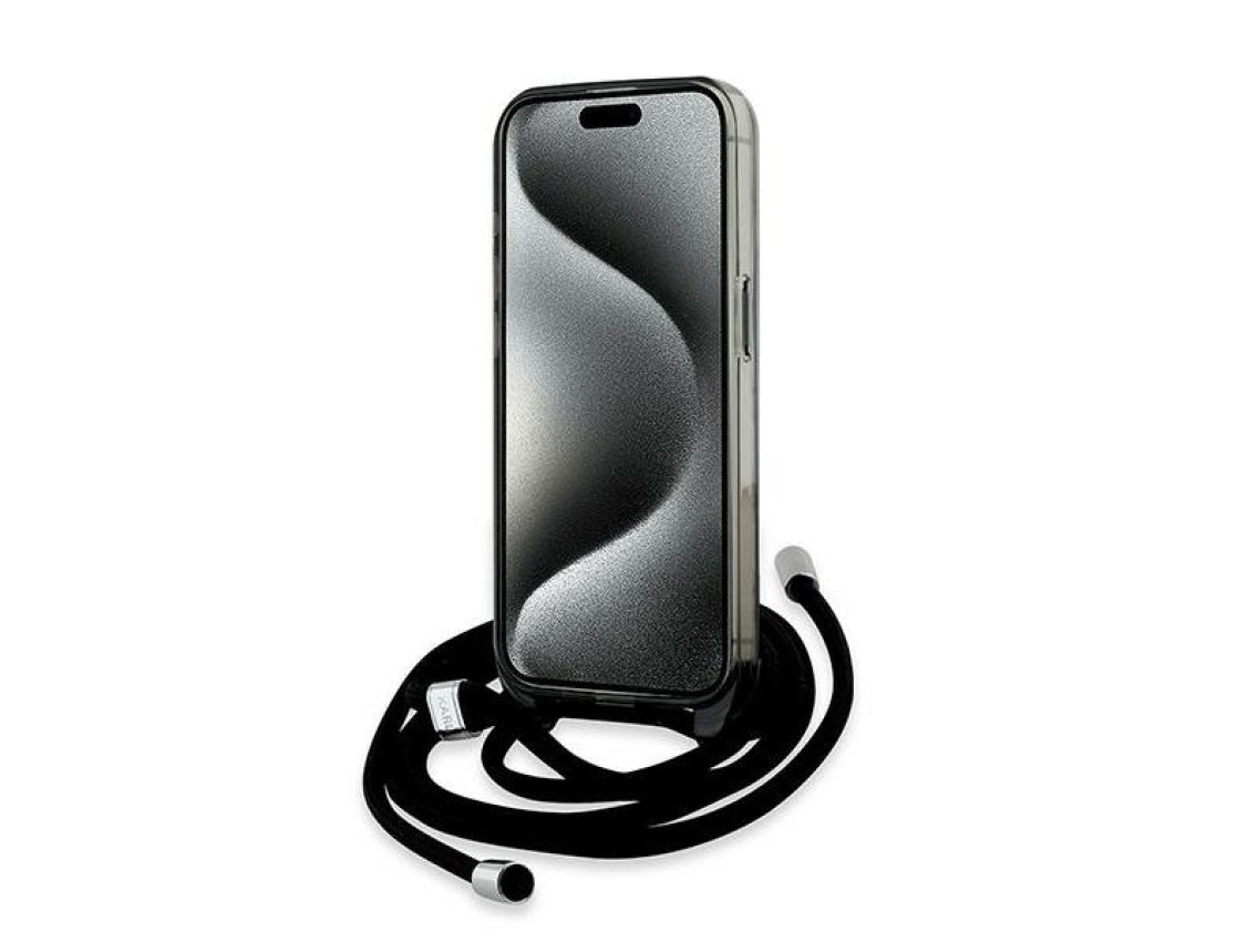 Karl Lagerfeld IML Crossbody Monogram Karl & Choupette Head MagSafe Case for iPhone 15 Pro Max - Bla