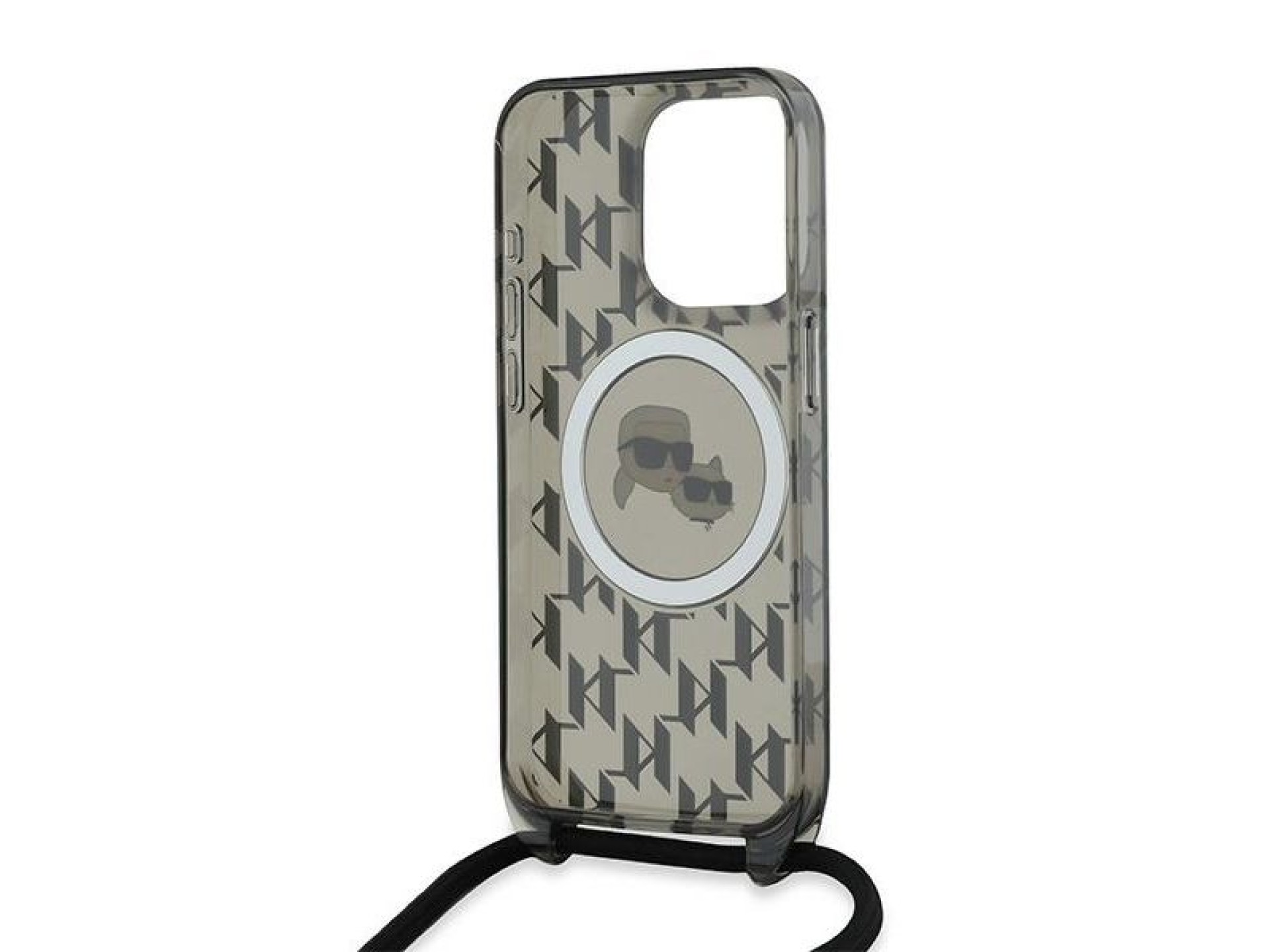 Karl Lagerfeld IML Crossbody Monogram Karl & Choupette Head MagSafe Case for iPhone 15 Pro Max - Bla