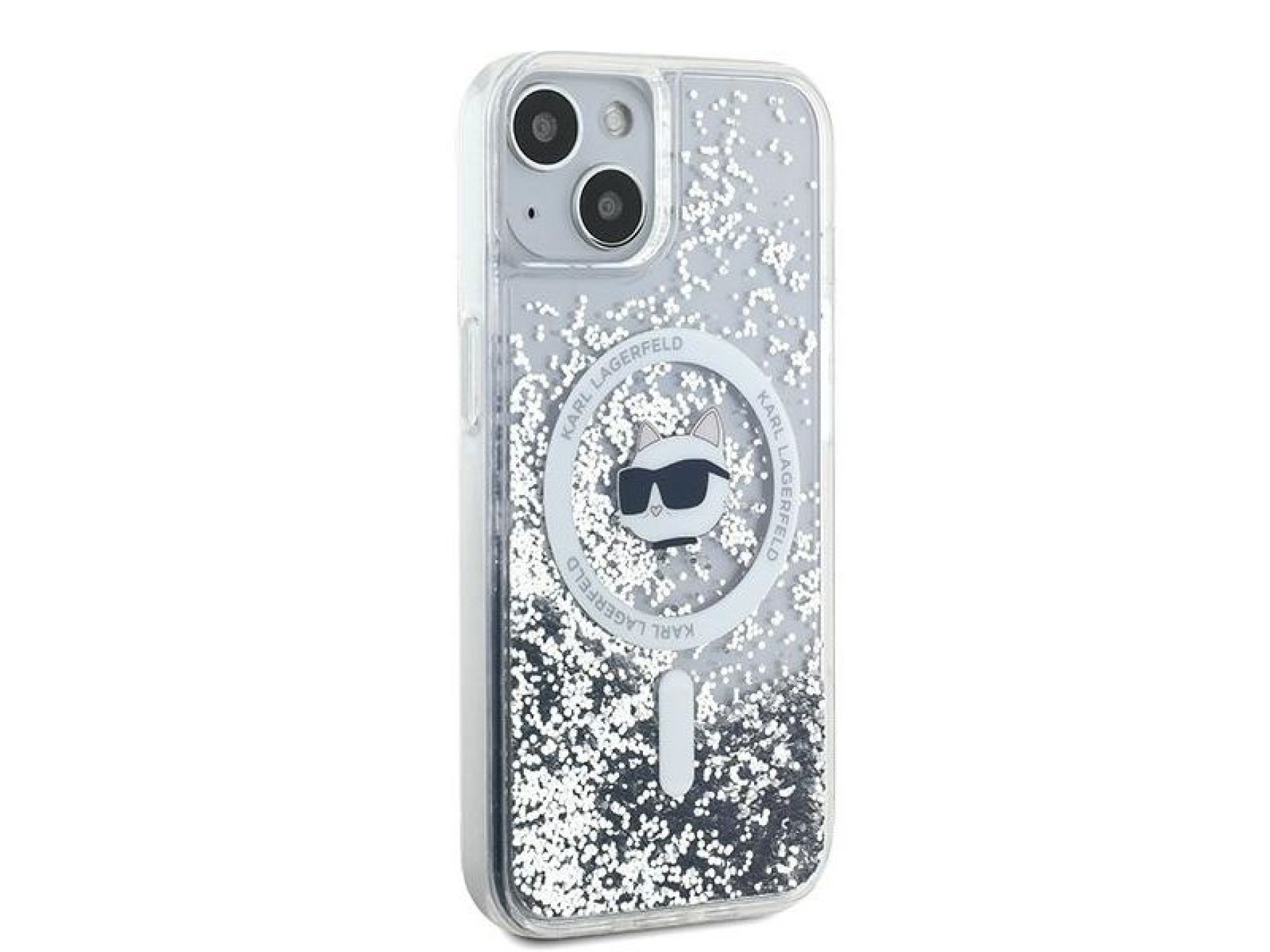 Karl Lagerfeld Liquid Glitter Choupette Head MagSafe case for iPhone 15 / 14 / 13 - transparent