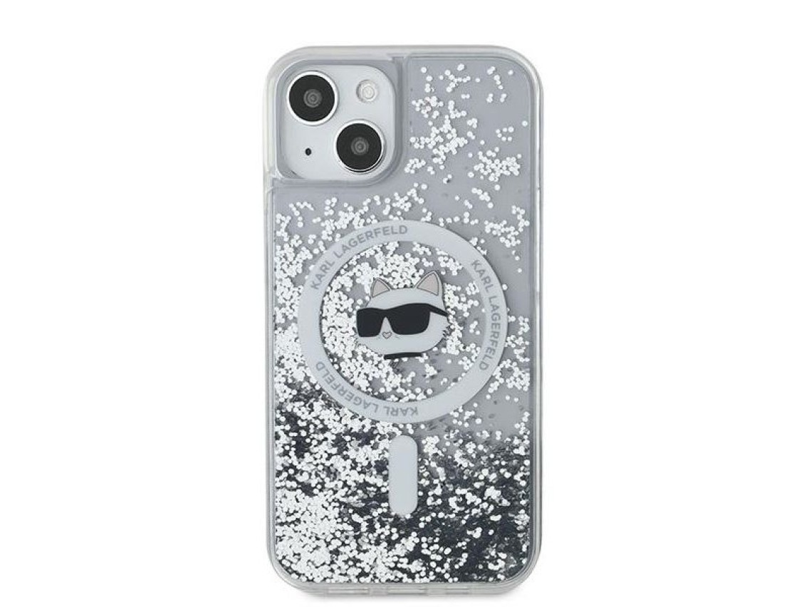 Karl Lagerfeld Liquid Glitter Choupette Head MagSafe case for iPhone 15 / 14 / 13 - transparent